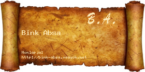 Bink Absa névjegykártya